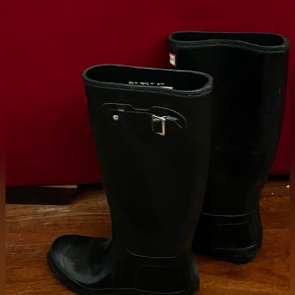 Hunter Tour Tall Patent Leather Black Women's Boots Sz 7 US EU 38 - Picture 10 of 12